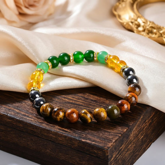 Wealth Bracelet – Tiger Eye, Green Aventurine & Black Onyx