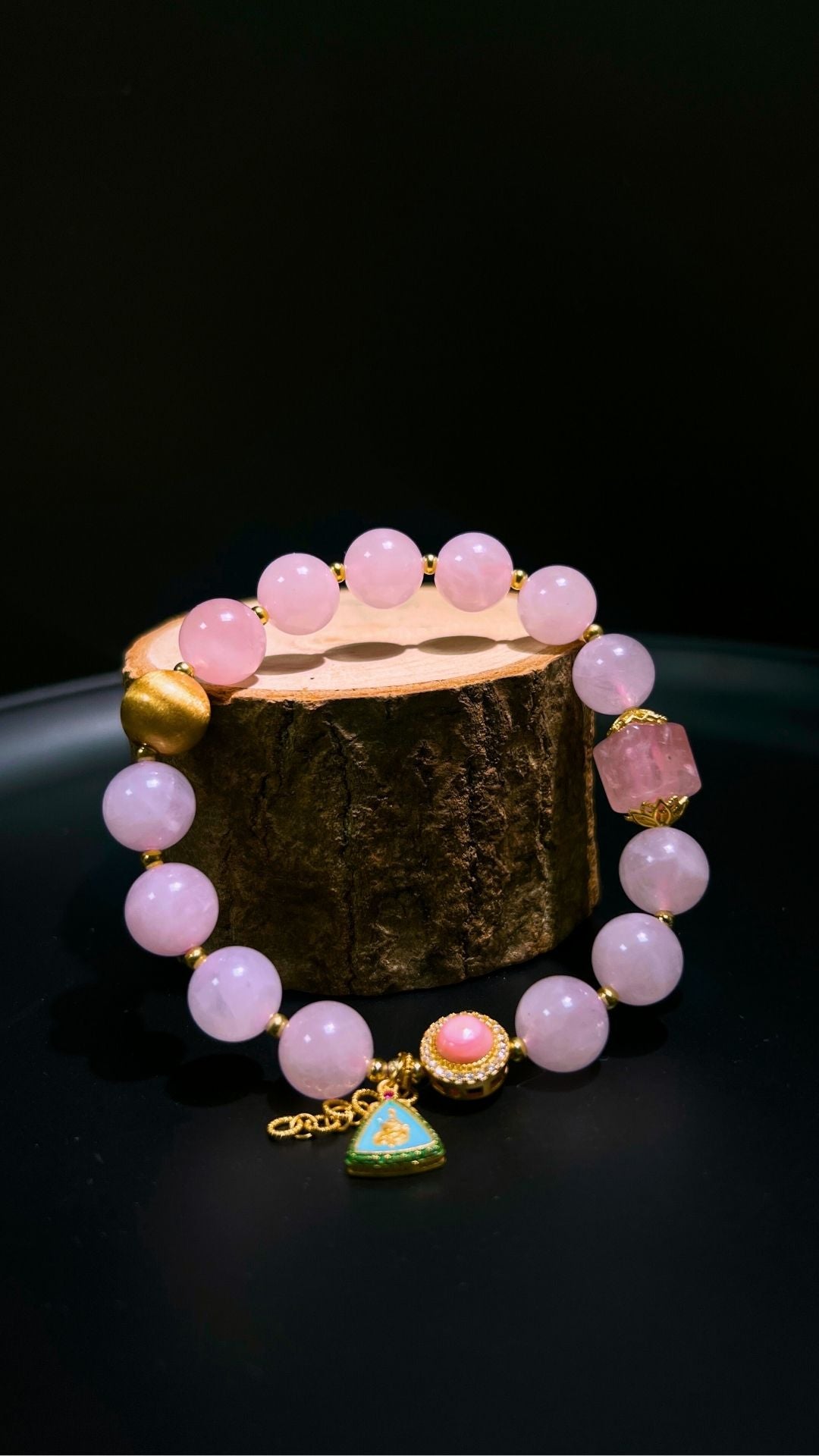 Eternity Bracelet – Rose Quartz, Gemstone Zircon & 925 Gold-Plated Silver