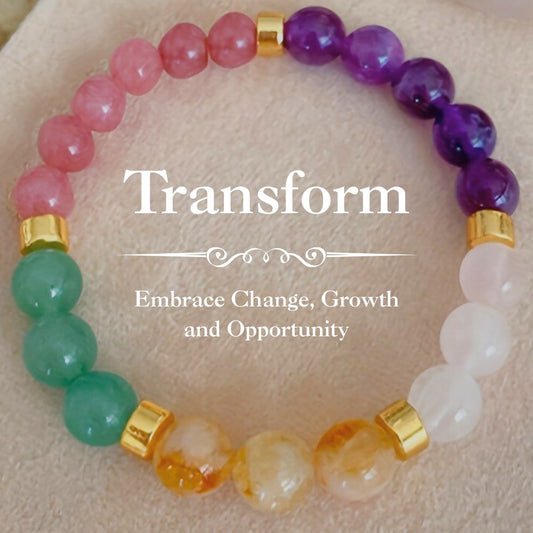 Transformation Bracelet – Amethyst, Rose Quartz, White Jade, Green Aventurine & Yellow Jade