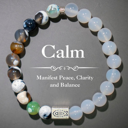 Calm Bracelet – Tiger Eye Agate, White Agate & Sterling Silver