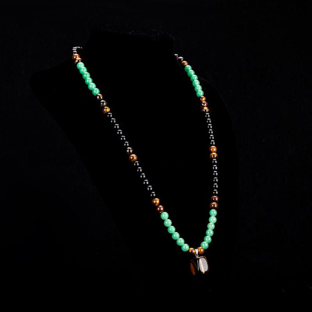 Money Necklace – Green Aventurine, Tiger Eye & Obsidian