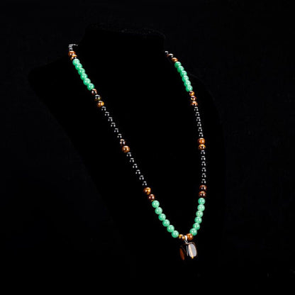 Money Necklace – Green Aventurine, Tiger Eye & Obsidian