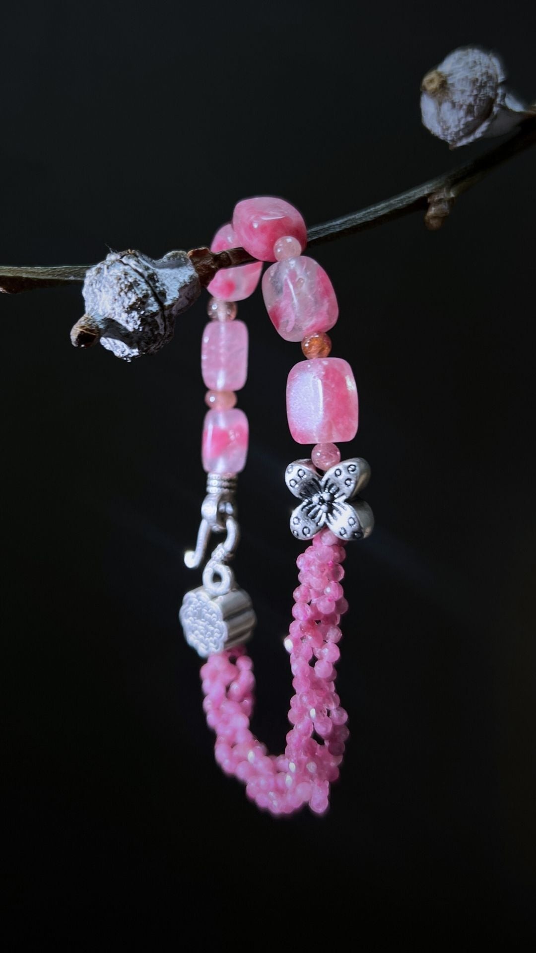 Seduction Bracelet – Cherry Blossom Stone, Tourmaline & 925 Silver