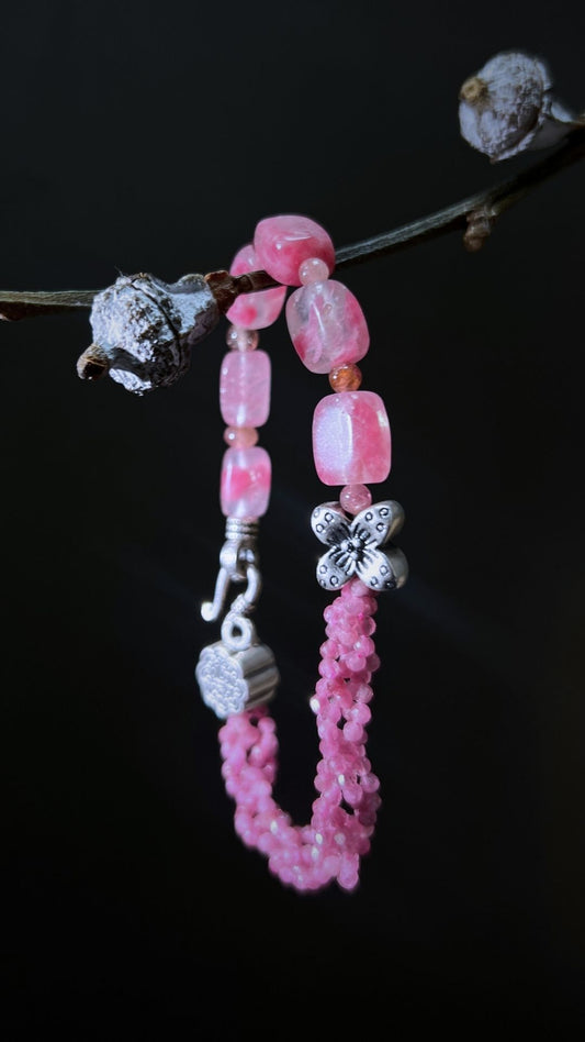 Seduction Bracelet – Cherry Blossom Stone, Tourmaline & 925 Silver