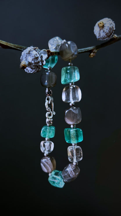 Abundance Bracelet – Fluorite, Citrine & 925 Silver