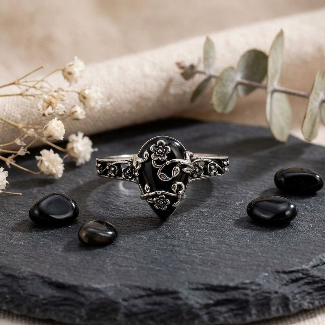 Aura Ring – Black Obsidian