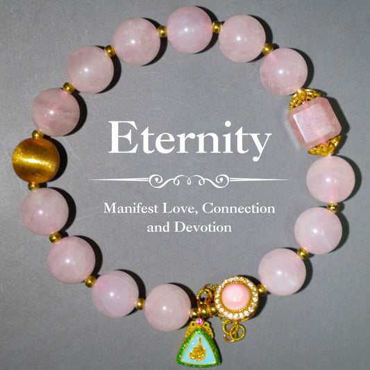 Eternity Bracelet – Rose Quartz, Gemstone Zircon & 925 Gold-Plated Silver