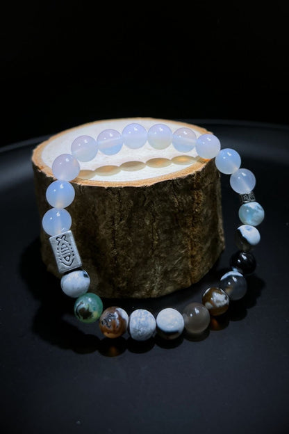 Calm Bracelet – Tiger Eye Agate, White Agate & Sterling Silver