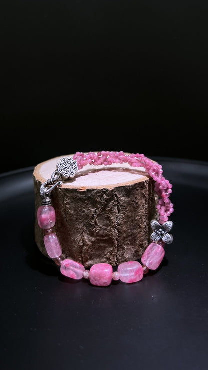 Seduction Bracelet – Cherry Blossom Stone, Tourmaline & 925 Silver