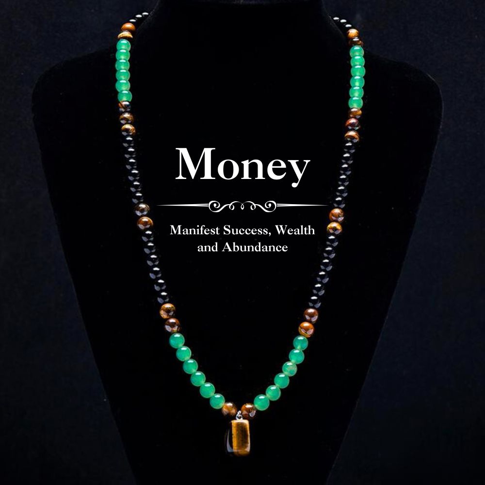 Money Necklace – Green Aventurine, Tiger Eye & Obsidian