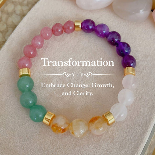 Transformation Bracelet – Amethyst, Rose Quartz, White Jade, Green Aventurine & Yellow Jade