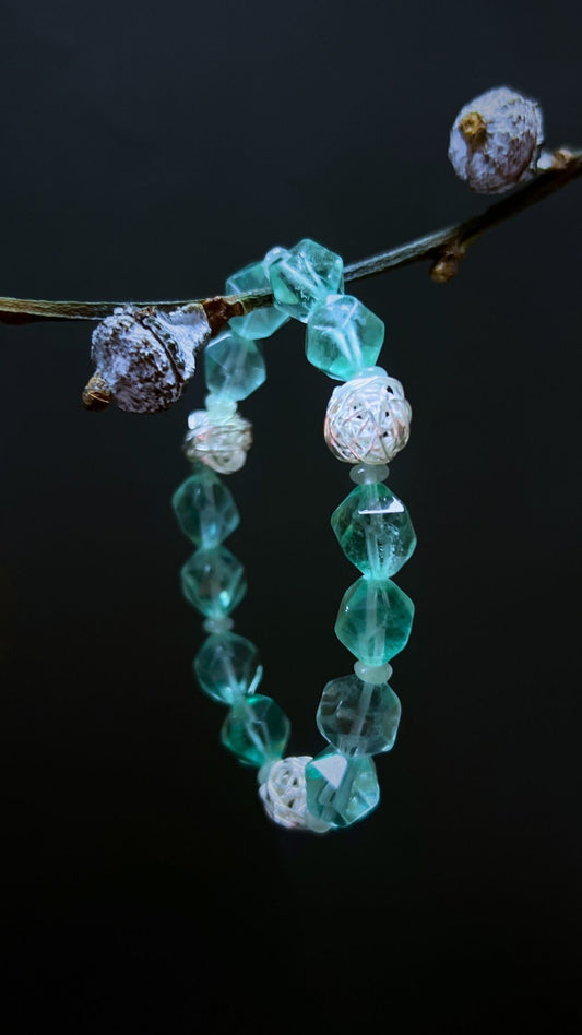 Prosperity Bracelet – Feather Fluorite & 925 Silver