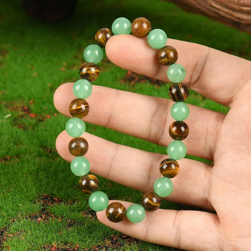 Money Bracelet – Green Aventurine & Tiger Eye